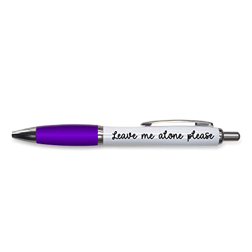 Tongue in Peach Lustiger Push-Pen Geschenk – Kugelschreiber – Leave Me Alone Please – lustiges Bürogeschenk – lustiges Witz-Schreibwaren, lila – PP155 von Tongue in Peach