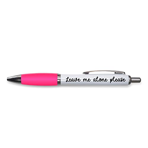 Tongue in Peach Lustiger Push-Pen Geschenk – Kugelschreiber – Leave Me Alone Please – lustiges Bürogeschenk – lustiges Witz-Schreibwaren, rosa – PP155 von Tongue in Peach