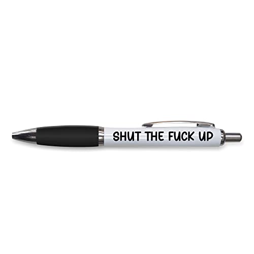 Tongue in Peach Lustiger Push-Pen Geschenk | Kugelschreiber | Shut The F Up | Lustiges Witz-Schreibwaren | Schwarz – PP139 von Tongue in Peach