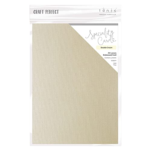 Craft Perfect Luxury Embossed Cardstock A4 5/Pkg-Double Cream von Tonic Studios