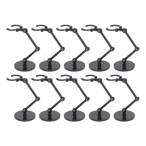 Puppenständer, 10 Sets, Action-Figuren-Ständer, 10er-Set, Gute Stabilität und Einfach zu Bedienen, Ständer aus Kunststoff mit Basisdurchmesser 5 cm für 6-Zoll-Modelle (Black) von Tonysa