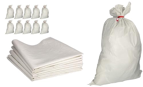 ToolSpace 10x Gewebesäcke Polypropylen-Sack, PP-Gewebe 105x65 cm - Propylen-Säcke 50 kg Ideal für Futtermittel, Getreide, Kohle, Öko-Pulver Lagerung von losen Gegenständen, Waren Transportsack von ToolSpace