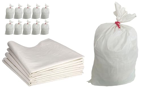 ToolSpace 10x Gewebesäcke Polypropylen-Sack, PP-Gewebe 85x50 cm - Propylen-Säcke 25 kg Ideal für Futtermittel, Getreide, Kohle, Öko-Pulver Lagerung von losen Gegenständen, Waren Transportsack von ToolSpace