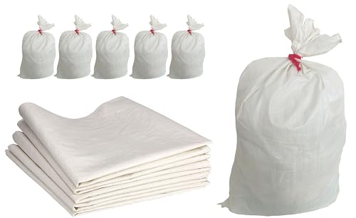 ToolSpace 5x Gewebesäcke Polypropylen-Sack, PP-Gewebe 85x50 cm - Propylen-Säcke 25 kg Ideal für Futtermittel, Getreide, Kohle, Öko-Pulver Lagerung von losen Gegenständen, Waren Transportsack von ToolSpace