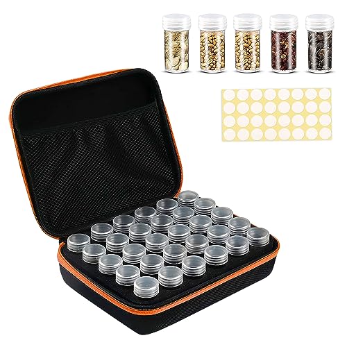 Saatgut Aufbewahrungsbox, 30 Slots Samen Organizer mit Etiketten Aufklebern, Saatgutaufbewahrungsbox, Garten Samen Behälter, Seed Storage Organizer für Gemüse Samen, Diamond Painting Zubehör (Orange) von Toothbace