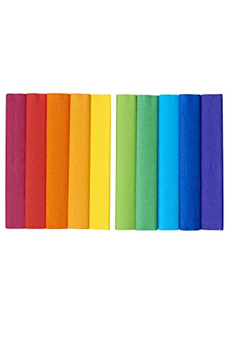 Krepppapier 25x200cm Mix Regenbogenfarben 10er Pack, Regenbogenmix von Top-2000