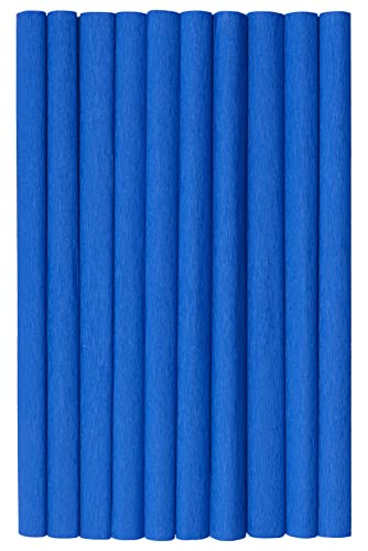 Krepppapier 50x200 cm Crepepapier für Handwerke, Kräuselpapier zur Dekoration, Schulpapier, Rollenpapier Elastizität, nicht abfärbende Farben, blau Packung 10 Stück von Top-2000