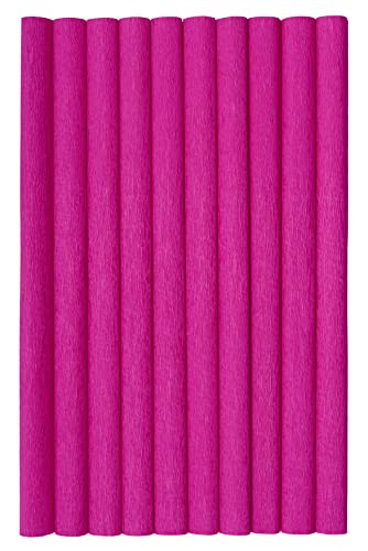 Krepppapier 50x200 cm Crepepapier für Handwerke, Kräuselpapier zur Dekoration, Schulpapier, Rollenpapier Elastizität, nicht abfärbende Farben, pink 10er Pack von Top-2000