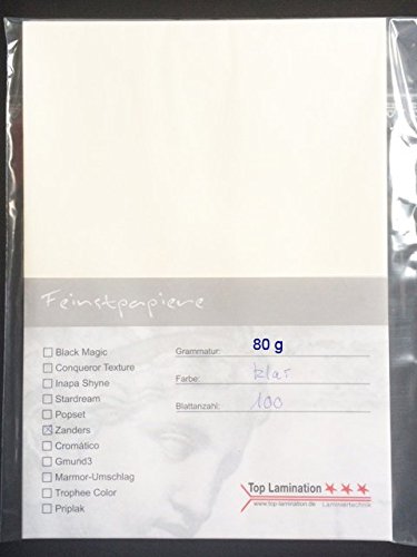 100 Blatt DIN A3 Transparentpapier klar weiß 80g/m² von Top Lamination - exzellente Durchsicht, sehr gute Qualität, für: Einladungen, Visitenkarten, Einlegeblätter für Alben, Hochzeitskarten, Architektenpläne, Bastelarbeiten von Top Lamination Laminiertechnik