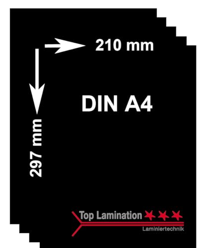 100 Blatt DIN A4 schwarzes Papier 90g/m² komplett durchgefärbt 210x297 mm von Top Lamination Laminiertechnik