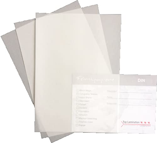 25 Blatt DIN A4 (210x297mm) Transparentpapier klar - weiß 200g/m² exzellente Durchsicht, Premium Qualität von Top Lamination Laminiertechnik