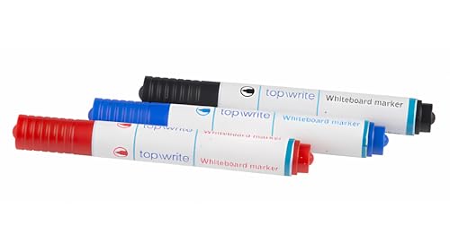 Top Write 3x WHITEBOARD-MARKER Blau Rot Schwarz abwischbar Whiteboardmarker Boardmarker Tafelschreiber Tafel Board Stift 62 von Top Write