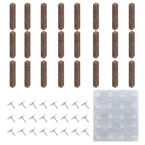 TopBine 24 Stück Holz Kerze Dochte, Zuschneidbare Kerzendochte Aus Holz Umweltfreundliche Holzdochte Dauerdocht für Kerze DIY Handwerk(1.1 * 1.1 * 9 cm,mit 24 Nägeln und 2 Bögen Klebepunkte) von TopBine