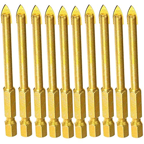 10 Stück 3 mm Wolframkarbid-Bohrer, Speerkopf mit Sechskantschaft, Glaskeramik, flacher Speerkopf für Spiegel, Porzellan, Marmor 10 Stück 3 mm Wolframkarbid-Bohrer, Speerkopf mit Sechskantschaft, Glaskeramik, flacher Speerkopf für Spiegel, Porzellan, Marmor von TopHomer