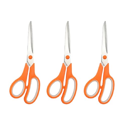 3 Stück Büroscheren, 21,6 cm, Edelstahl, Papierschneiden, Nähen, Stoff, Bastelschere mit scharfen Klingen für DIY handgefertigte Kunsthandwerk (Orange) von TopHomer