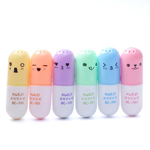 6 Teile/Satz Mini Pille geformt textmarker zum schreiben, nettes Gesicht Graffiti Marker Stift Korean schreibwaren schulbedarf Kreative und Nützliche(2 Sarz) von TopHomer