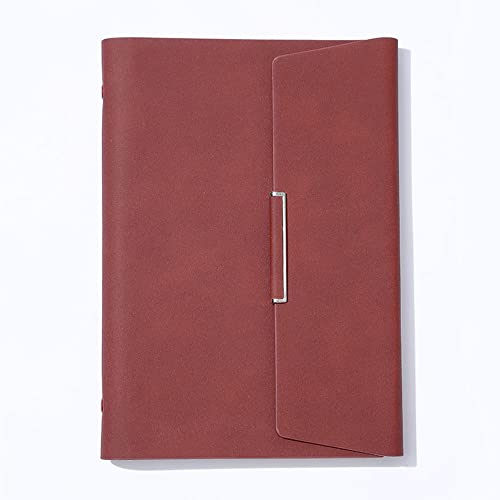 A5 Leder Ringbuch, 6 Runde Ringe Nachfüllbar Notebook Binder, mehrere Taschen zum Aufbewahren von Karten, 100 Blatt Papier von TopHomer