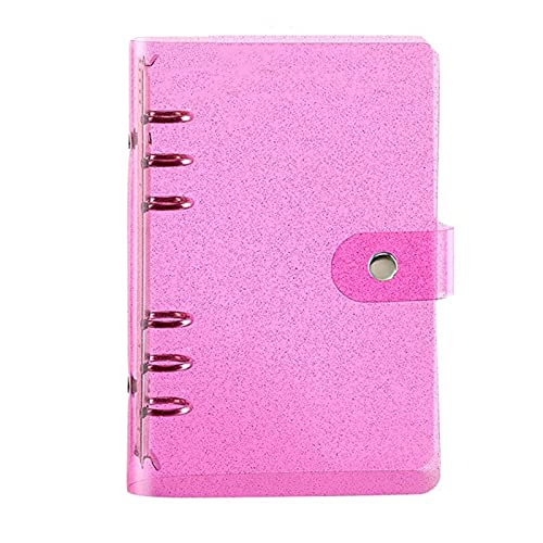 A6-Ringbuchhülle, weiches PVC, 6-Loch-Ringbuch mit glitzernden, nachfüllbaren Papierbindern, wasserdicht, Loseblatt-Notizbuchordner, persönlicher Planer, Binderhülle für Tagebuch-Pink von TopHomer