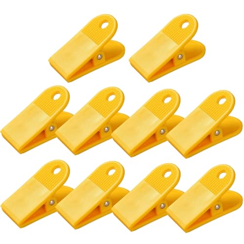 Büroklammern Kunststoff, 58mm Große Scharnier Klammern Briefklemmer, Bulldogge Binder Clips für Büros Küche Hause, 10er Pack GELB von TopHomer