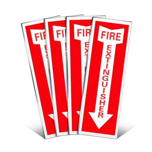 Feuerlöscher-Schild (4 Stück), rote Hinweisschilder für Feuerlöscher, selbstklebendes Wandschild für Brandschutz, 10,2 x 30,5 cm von TopHomer