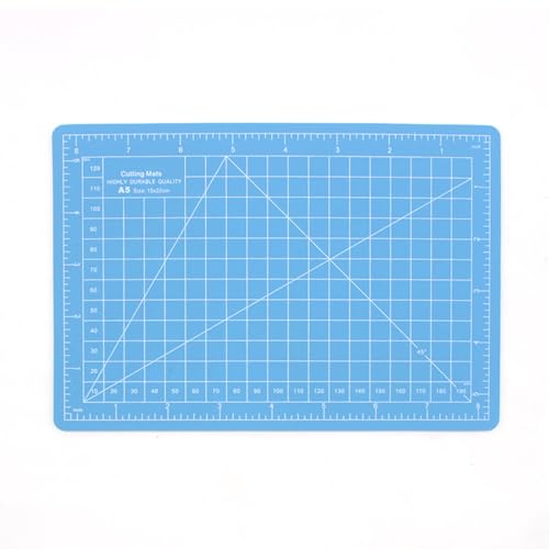 Schneidematte A5, 22x15cm Doppelseite Bastelunterlage Tischunterlage Cutting Mat, Schneideunterlage zum Basteln Quilten Nähen Stoff, Selbstheilend, Blau von TopHomer