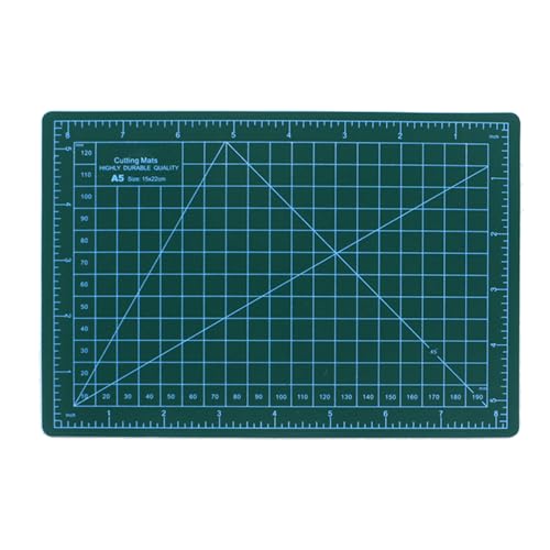 Schneidematte A5, 22x15cm Doppelseite Bastelunterlage Tischunterlage Cutting Mat, Schneideunterlage zum Basteln Quilten Nähen Stoff, Selbstheilend, Dunkelgrün von TopHomer