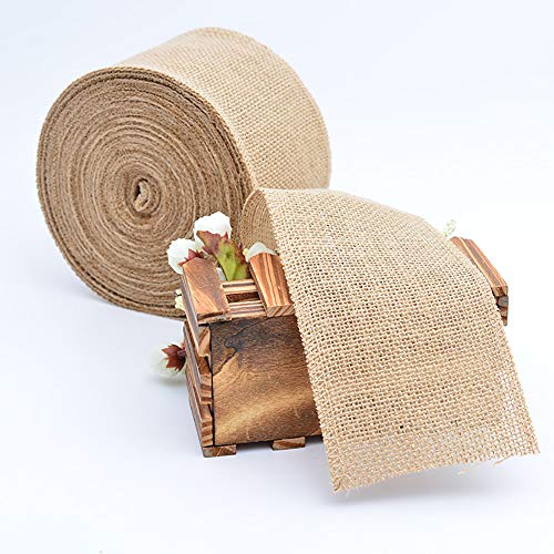 1 x Juteband-Rolle mit Draht, rustikales kariertes Natur-Bastelband für Geschenkverpackungen, Thanksgiving, Weihnachten, Hochzeit, Herbst, Ernte, Kranz, Dekoration von TopHomer