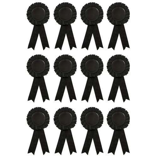 TopHomer 12 Stück Rosetten für Gewinner, Rosettes Medaillen Bänder 1. Platz Preisband Rosettenband für Wettbewerb Turnierschleifen Talentshows Partyzubehör DIY, Schwarz von TopHomer