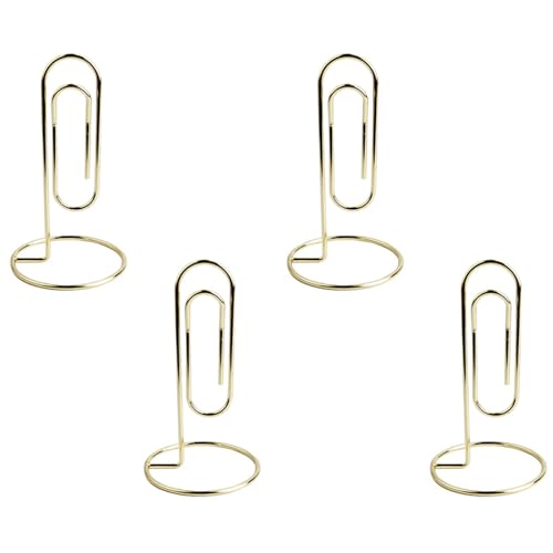 TopHomer 4 Stück Tisch-Memo-Halter, Büroklammern, Ständer, Tischnummern, Bild, Tischkartenhalter für Erinnerungen, Notizen, Rechnungen (Gold) von TopHomer