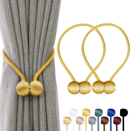 TopHomer Magnetische Vorhang Raffhalter Vorhang Clips Seil Rückwärtige Vorhang Halter Schnallen Vorhang Binder Gardinenhalter für Haus Dekoration 2 Stück Gold von TopHomer