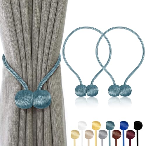 TopHomer Magnetische Vorhang Raffhalter Vorhang Clips Seil Rückwärtige Vorhang Halter Schnallen Vorhang Binder Gardinenhalter für Haus Dekoration 2 Stück Blau von TopHomer