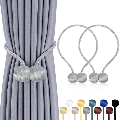 TopHomer Magnetische Vorhang Raffhalter Vorhang Clips Seil Rückwärtige Vorhang Halter Schnallen Vorhang Binder Gardinenhalter für Haus Dekoration 2 Stück Silber von TopHomer