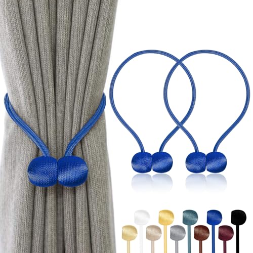 TopHomer Magnetische Vorhang Raffhalter Vorhang Clips Seil Rückwärtige Vorhang Halter Schnallen Vorhang Binder Gardinenhalter für Haus Dekoration 2 Stück Dunkelblau von TopHomer