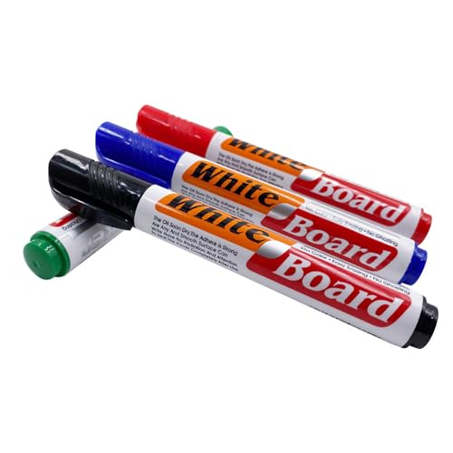 TopHomer Whiteboard-Stifte, trocken abwischbare Büro-Whiteboard-Marker für Whiteboards, Glas und Memoboards (3 Stück, rot/blau/schwarz) von TopHomer