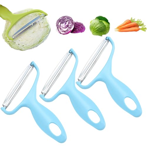 Multifunctional Veggie Peeler, 3pcs Sparschäler, Stainless Steel Vegetable Peeler, Sparschäler Kartoffelschäler, Gurkenschäler für Küche (Blau) von Topbashgo