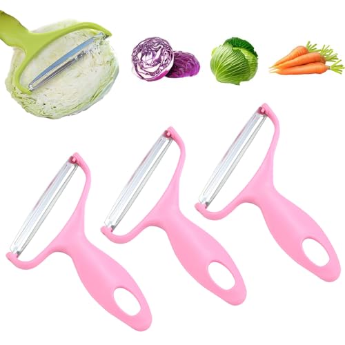 Multifunctional Veggie Peeler, 3pcs Sparschäler, Stainless Steel Vegetable Peeler, Sparschäler Kartoffelschäler, Gurkenschäler für Küche (Rosa) von Topbashgo