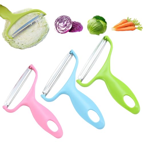 Multifunctional Veggie Peeler, 3pcs Sparschäler, Stainless Steel Vegetable Peeler, Sparschäler Kartoffelschäler, Gurkenschäler für Küche (Rosa+Blau+grün) von Topbashgo