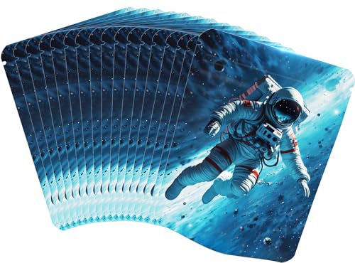 Topeedy Mylar-Beutel, 9 x 12 cm, blau, Astronaut, Stand-up-Druckverschlussbeutel für Lebensmittel, Schmuck, Süßigkeiten, wiederverschließbare Aluminiumfolie, wasserdichte Verpackungsbeutel, Astronaut, von Topeedy