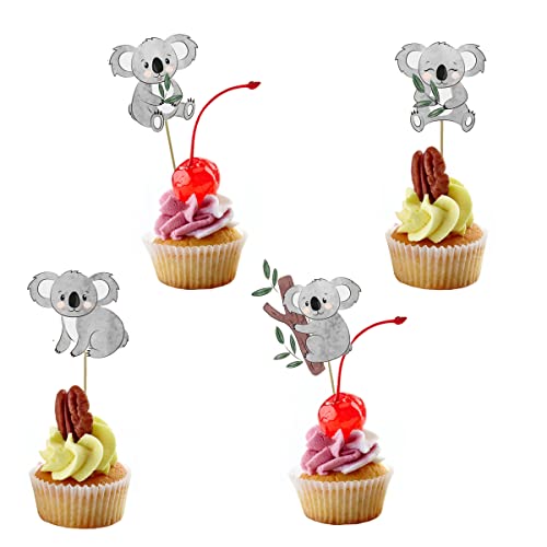 Topflier 48 Stück Koalas Cupcake Toppers Koalas Thema Geburtstag Festival Party Kuchen Dekorationen Zubehör von Topflier