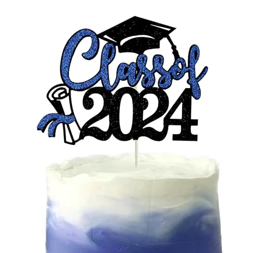 Class of 2023 Cake Topper, Gold Glitter Congrats Grad Cake Topper für 2022 Abschlussfeier / Abschluss Party Dekorationen (Blau) von Topfunyy