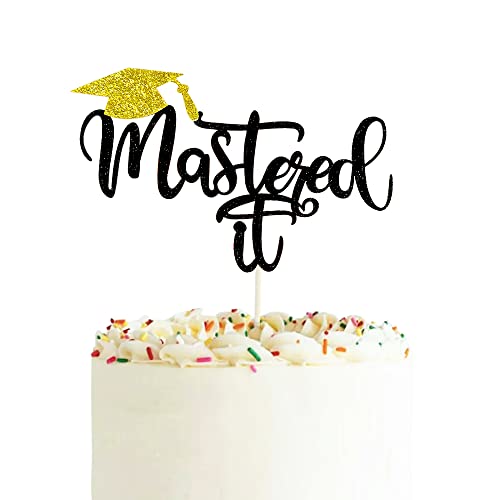 Master It Kuchendekoration, schwarzer Glitzer Congrats Grad Cake Pick für 2023 Abschlussfeier Party Dekoration von Topfunyy