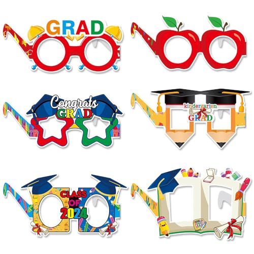 Topfunyy Vorschulabschluss, Papier-Fotoautomaten-Requisiten, Brille, Klasse 2024, Kindergarten, Abschlussfeier, Party, Brille für Glückwünsche, Abschluss, Kindergarten, Partyzubehör von Topfunyy