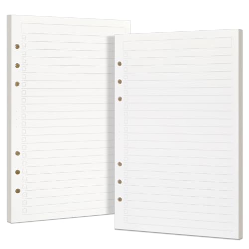 A5-Füllpapier-To-Do-Liste [2 Packungen] Toplive 100GSM dickes Nachfüllpapier 6 Löcher Nachfülleinlagen Loose Notizpapier A5 Refill Paper 80 Blätter (160 Seiten) für 6 Ring Binder Notizbuch. von Toplive