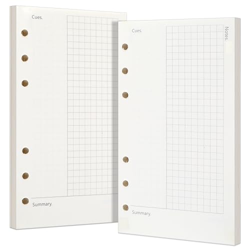 Cornell A6 Füllpapier [2 Packungen] Toplive 100GSM dickes Nachfüllpapier 6 Löcher Nachfülleinlagen Loose Notizpapier A6 Refill Paper 80 Blätter (160 Seiten) für 6 Ring Binder Notizbuch. von Toplive