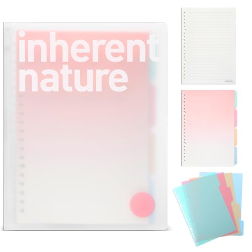 Toplive A5 Transluzentes Projekt Notizbuch mit 4 Unterteilungen-120 Seiten (60 Blätter)-100gsm liniertes Papier-Dickes mattes laminiertes Cover Notizblock-Rosa von Toplive