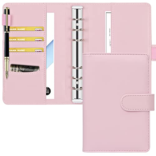 Toplive Leder A6 Binder, 6 Runder Ringbuch Planner Notebook Cover für A6 Füllpapier (Innenpapier nicht enthalten)，Rosa von Toplive