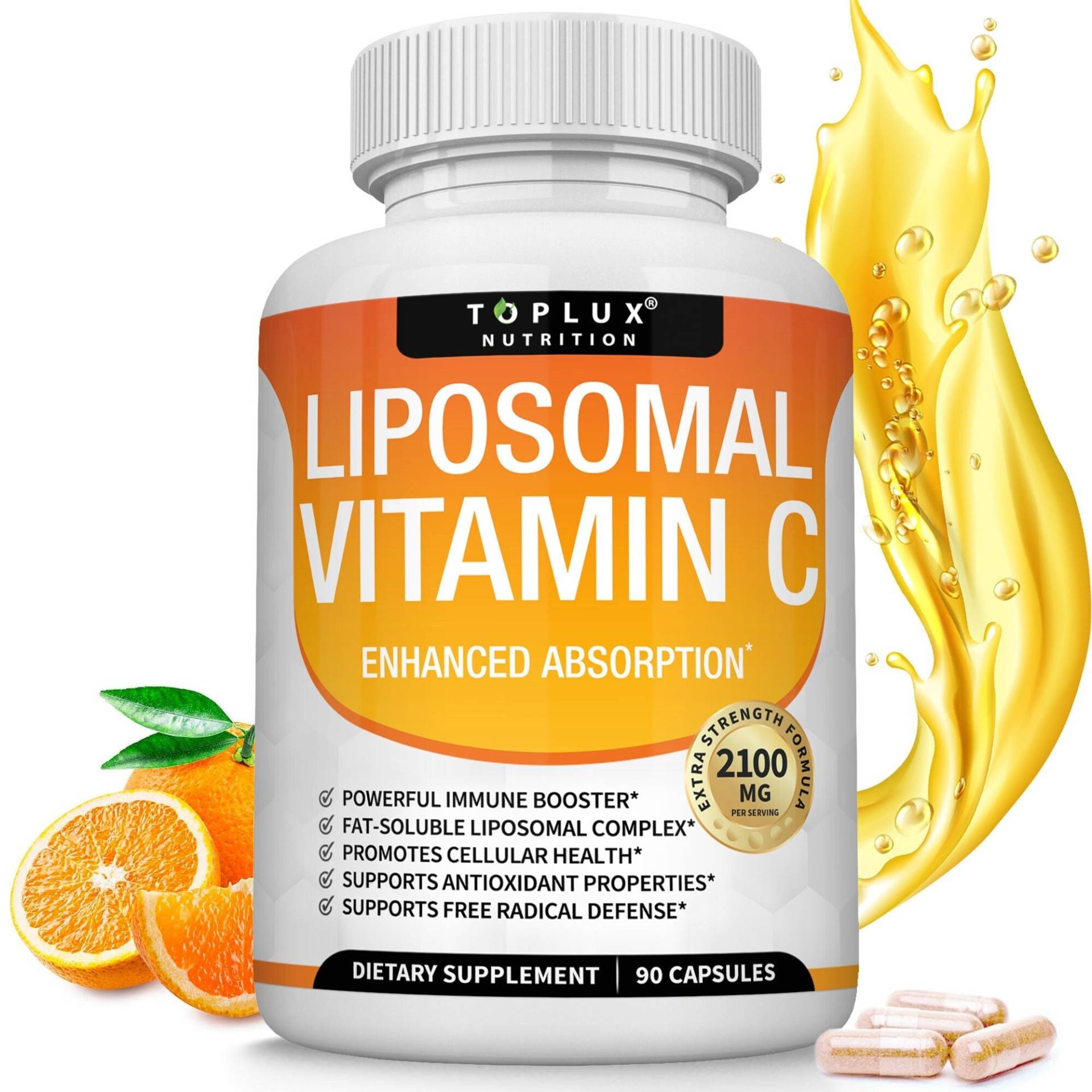 Liposomales Vitamin C 1800 Mg - Fettlösliches Vit Zur Unterstützung Des Immunsystems Und Der Haut von TopluxNutrition