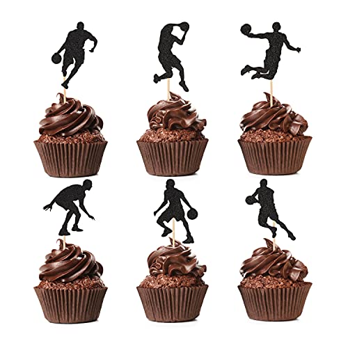 Basketball Cupcake Topper 48 Stück Basketball Spieler Cupcake Picks für Jungen Sport Thema Geburtstag Party Supplies von Topoox