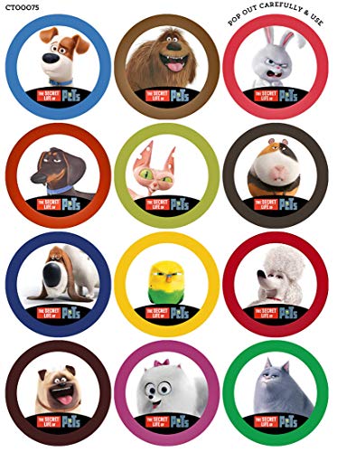 12 x Vorgeschnittene und Essbare Secret life of Pets Kuchen Topper (Tortenaufleger, Bedruckte Oblaten, Oblatenaufleger) von Toppershack