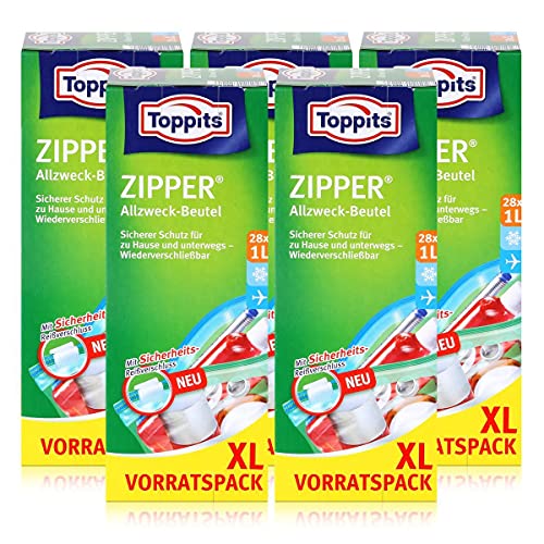 Toppits 5X Zipper Allzweckbeutel 1 Liter XL von Toppits